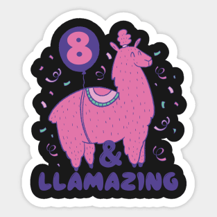 Llamazing 8th Birthday 8 Years Old Llama Girls Kids Gift print Sticker